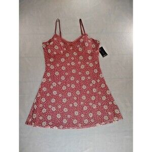 Women XXL Mini Red/White Floral V-Neck Sundress Smocked Lined Padded